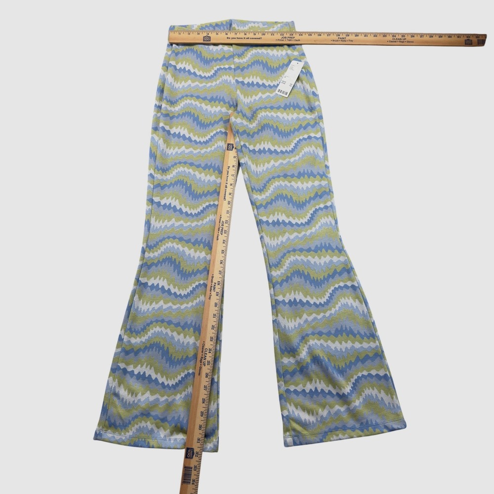 Urban Outfitters Bryn Blue Green Chevron Print Knit Flare Pants Women Medium NWT - Picture 12 of 14